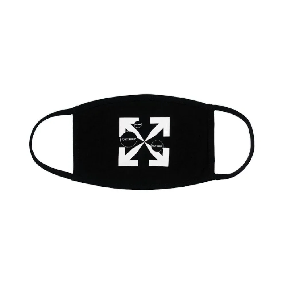 Off-White Arrows Motif “Cut Here” Black Unisex Face Mask NWT